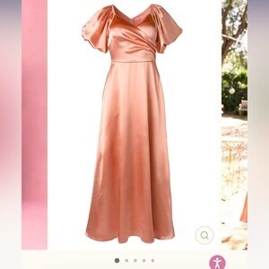 Ivy City Co. Satin Maxi Dress in Peach NWT